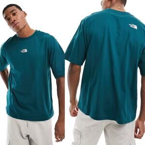 The North Face Mens Oversized T Shirt Size Medium Turquoise Embroidered Logo